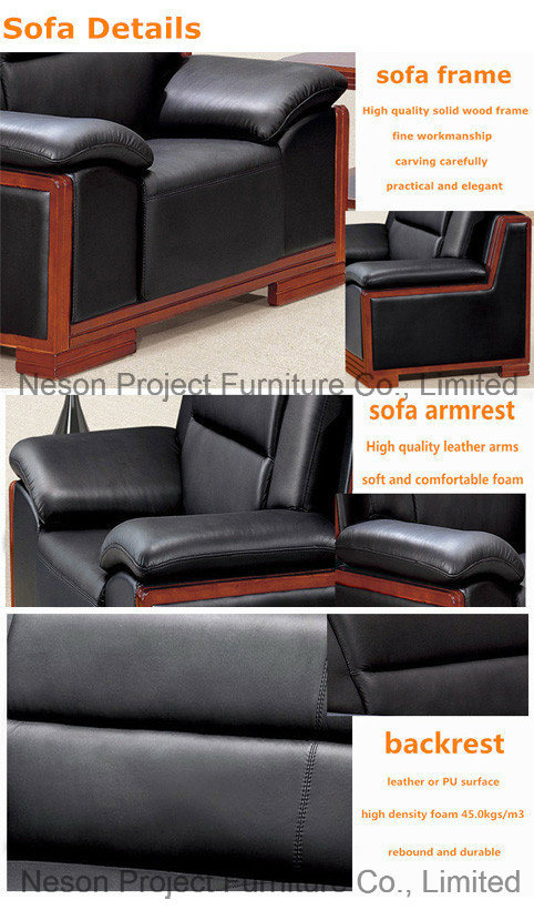 Office Used Metal Frame Leisure Fabric Leather Sofa (HX-8N1227)
