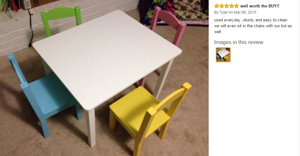 Kids Wood Table & 4 Chair Set (Grey/Blue/Light Blue/Green/Yellow)