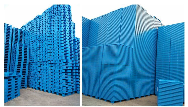 1100*1100*170mm HDPE Plastic Pallet 1.5t Rack Load Heavy Duty Plastic Tray Forklift Pallet with 7 Steel for Warehouse Products