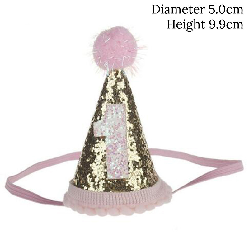 1PCS 1st 2st 3st Birthday Hat Pink/Blue Birthday Cap Happy Birthday Party Decoration Girl Boy Baby Shower Event & Party Supplies