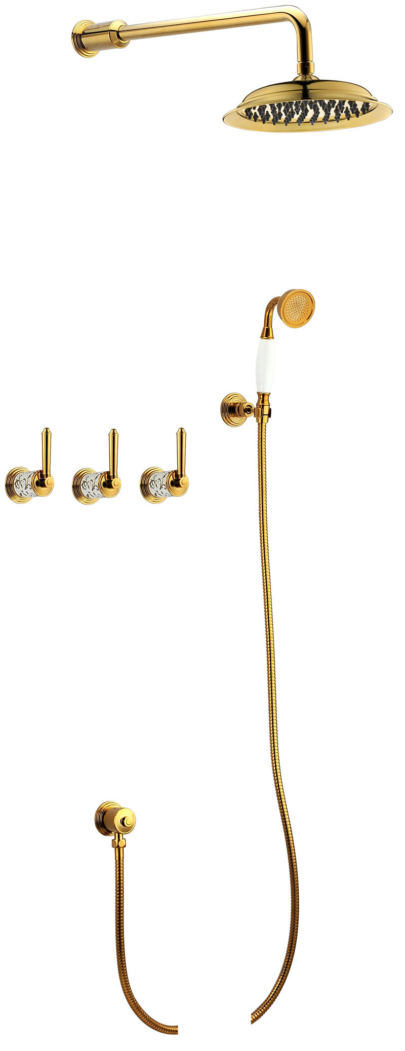 Life-Style Wall Mounted Antique Brass Multifunction Zf-302 Rain Shower Set