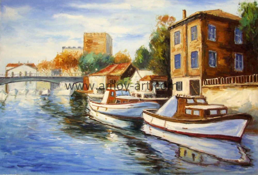 Wholesale Handmade Mediterranean Landscape Oil Painting for Gallery