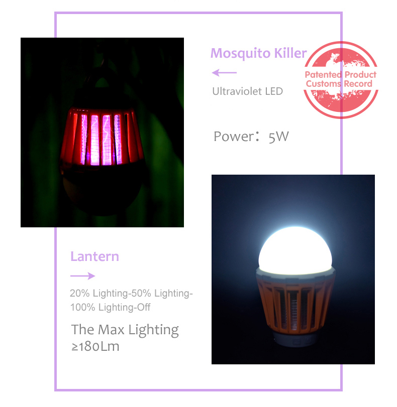 Compact Bug Zapper Light Bulb Mosquito Killer Camping Light