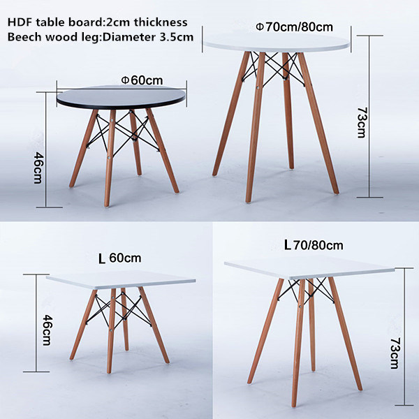 Modern Simple Round Beech Wood Leg Dining Table