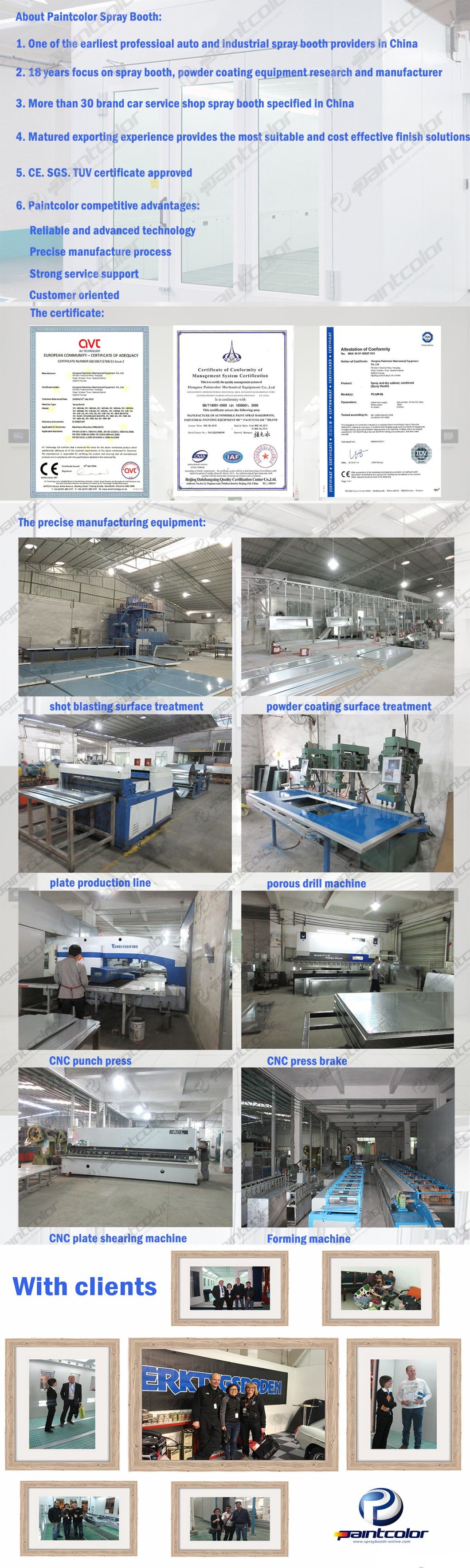 European Standard Paint Spray Booth with Heat-Recovery System Paint Drying Oven for Cars