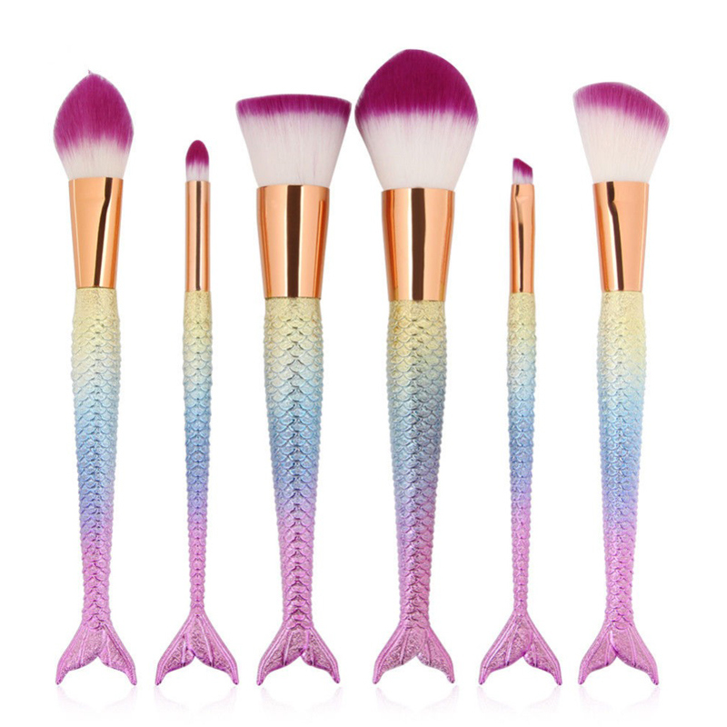 Wholesale 6PCS Makeup Brush Set Mermaid Fish Cosmetic Tool Premium