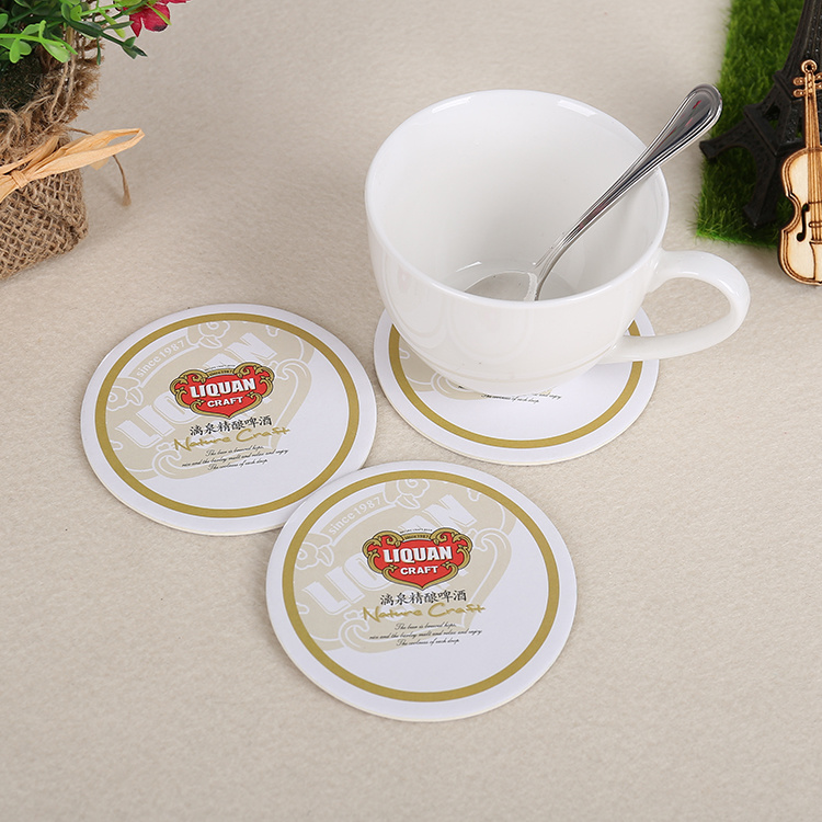 OEM Round Absorbent Paper Printed Drink Coaster Table Mat (YH-DC044)