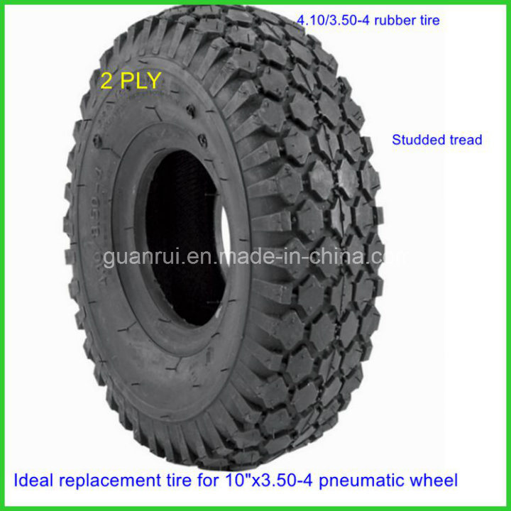 2 Ply 10 Inch Pneumatic Wheel Rubber Tyre with Studded Tread