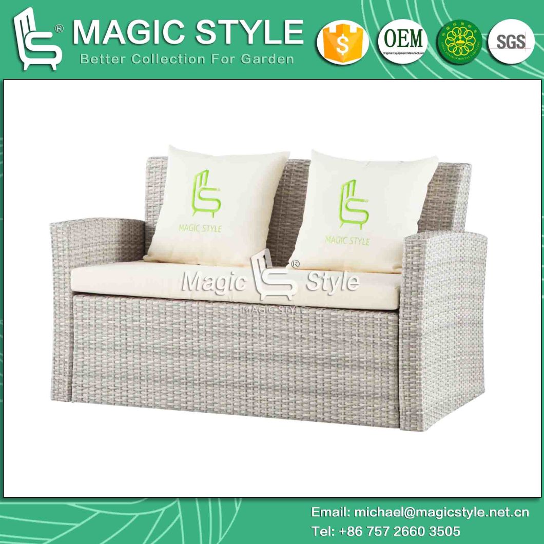 Outdoor Wicker Sofa with Cushion Garden Kd Single Sofa Patio Rattan Double-Sofa Rattan Weaving Sofa with Tea Table Wicker Tea Table Coffee Sofa Set