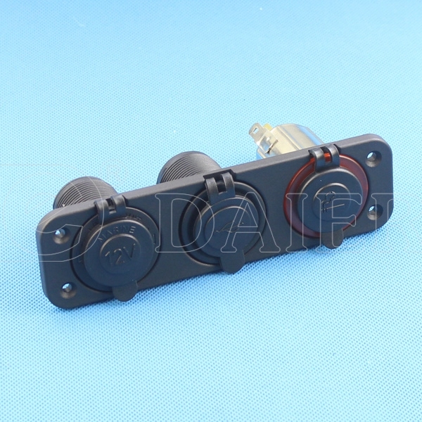 Daier Panel Mounted USB Controlled Socket&Car Cigarette Lighter Plug