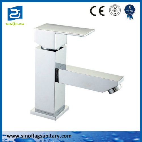 Square Brass Zinc Basin Faucet Polish and Chrome Finish