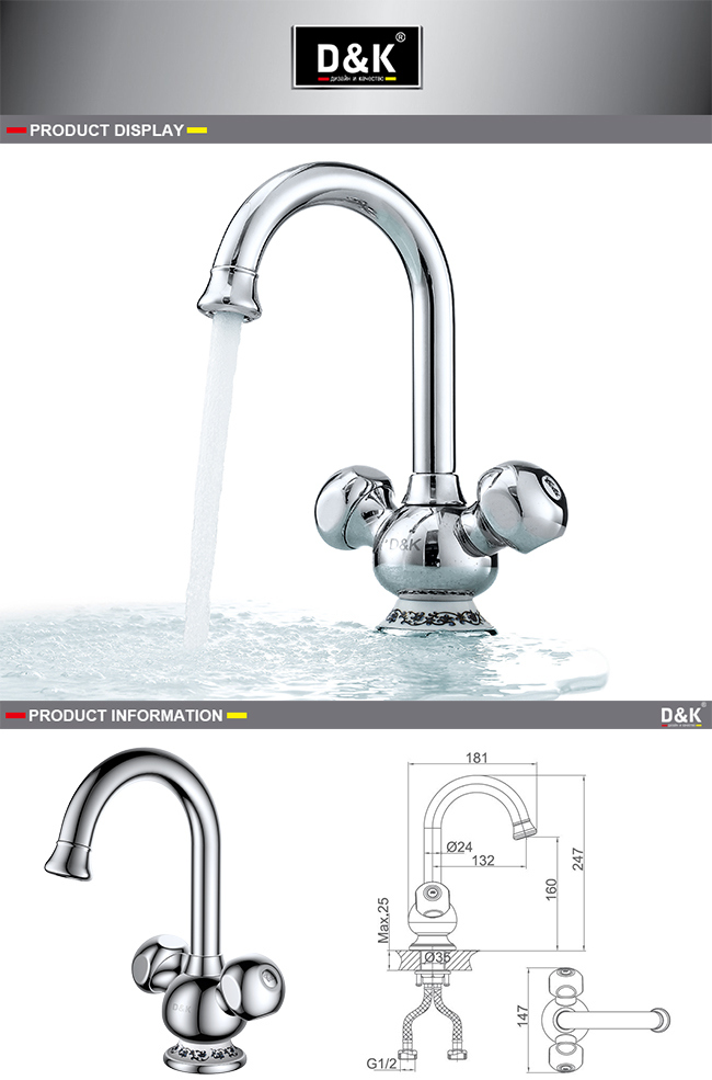 Modern Classical Design High Quality Noble Double Handle Basin Faucet