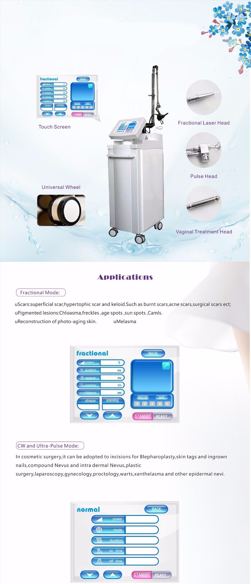 Professional Vertical Scar Removal CO2 Fractional Laser Beauty Equipment