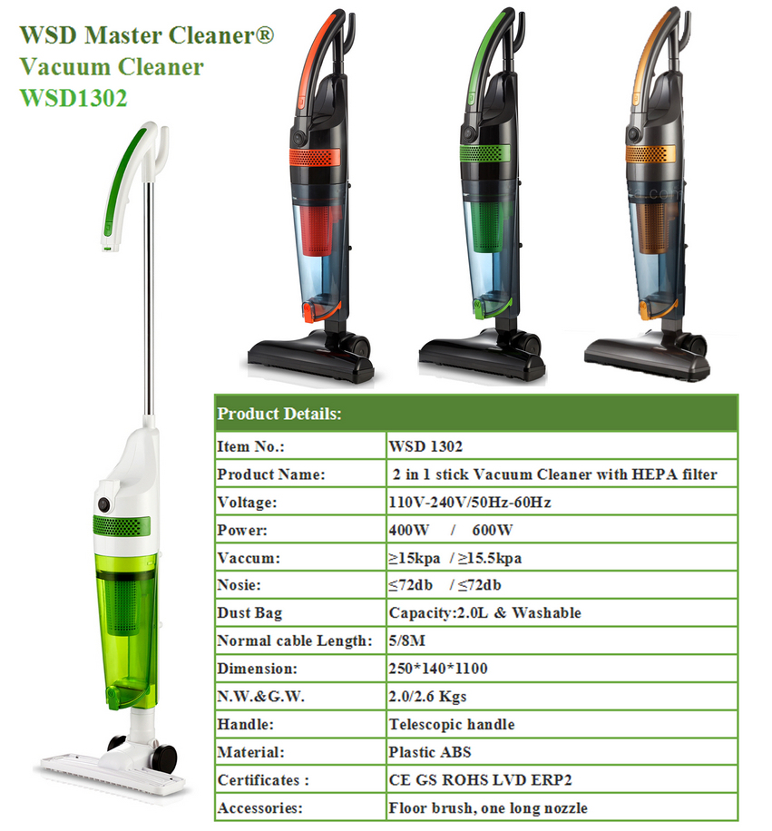 2 in 1 Handheld and Stick Home Vacuum Cleaner (WSD1302-28)