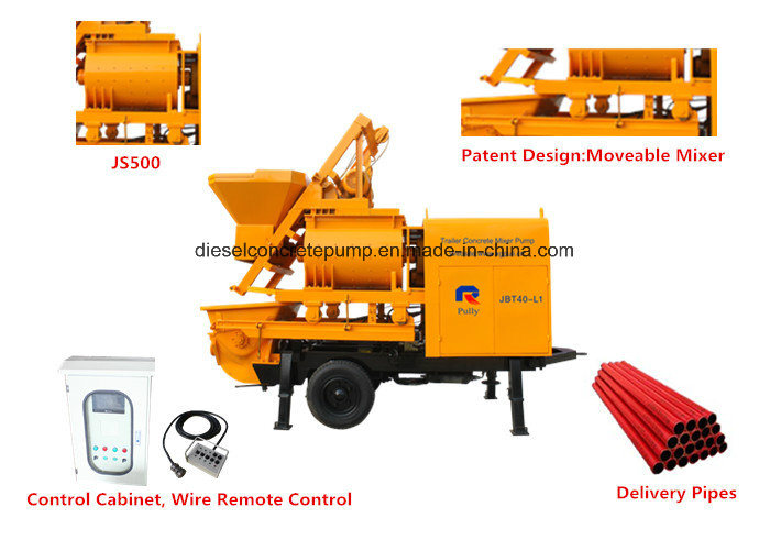 High Efficiency Mini Trailer Concrete Pump with Twin-Shaft Mixer