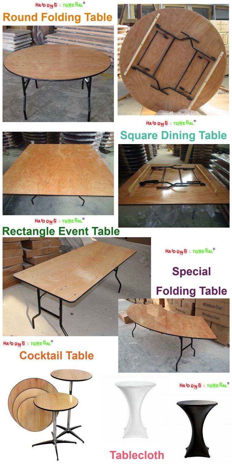 Natural Wood Plywood Farm Wedding Banquet Folding Dining Tables