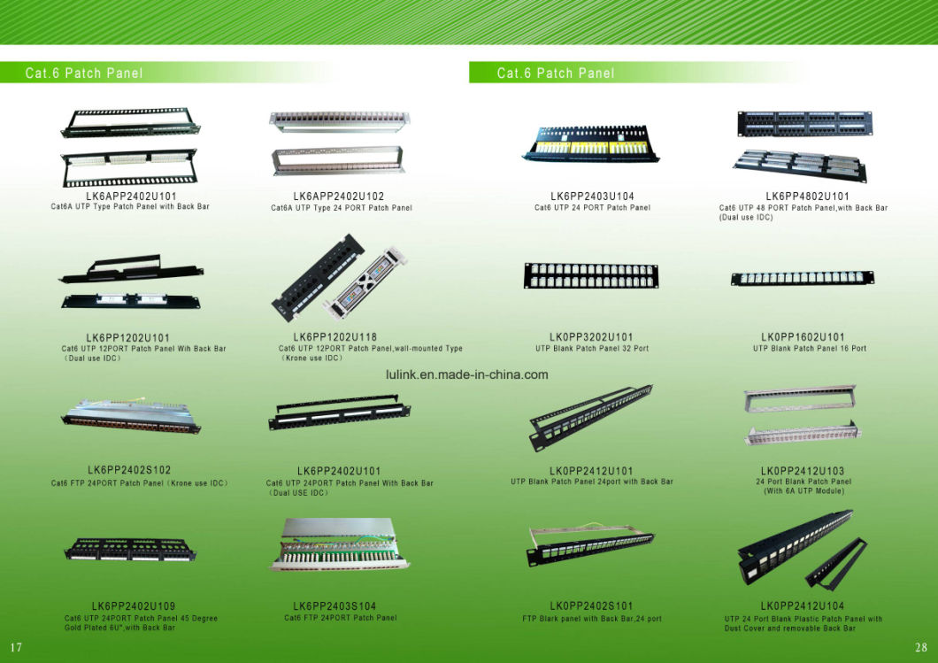 0.5u 24 Ports CAT6 UTP Patch Panel with Back Bar