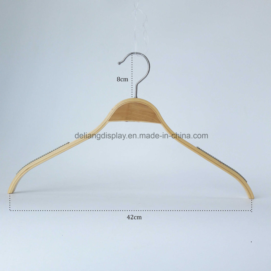 Folding Clothes Hanger Luxury Pearl Clothes Hanger Natural Wood Color