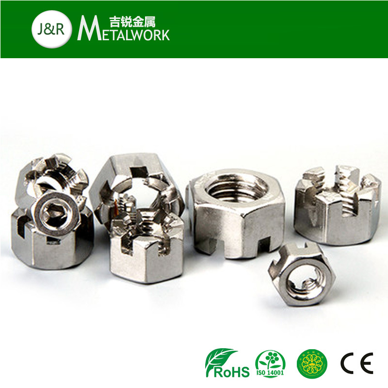 A2 A4 Stainless Steel SS304 Ss316 Hex Slotted Castle Nut (DIN935)