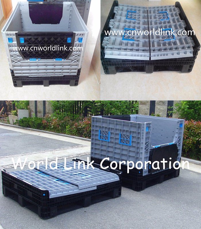Strong Solid Moving Stackable Plastic Collapsible Large Pallet Cart Box