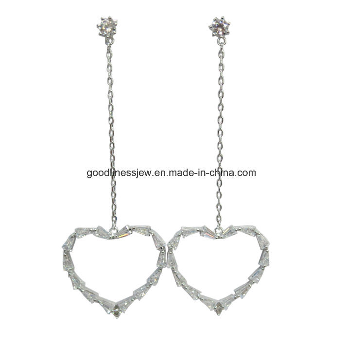 Heart Design and Fashion Jewelry Customized Sterling Silver Earring (E7010)