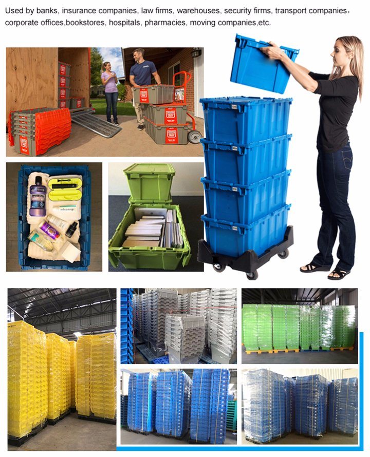 Heavy Duty 62L Stackable Plastic Storage Crates for Sale