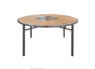 Teak Wood Round Dining Table Outdoor Furniture with Metal Legs