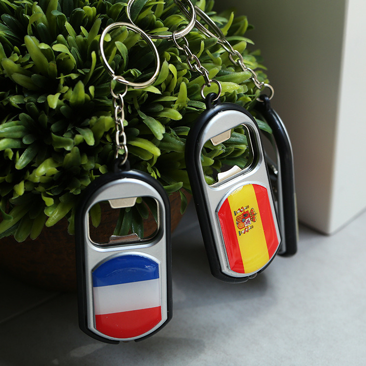 World Cup Keychain National Flag Bottle Opener with Light