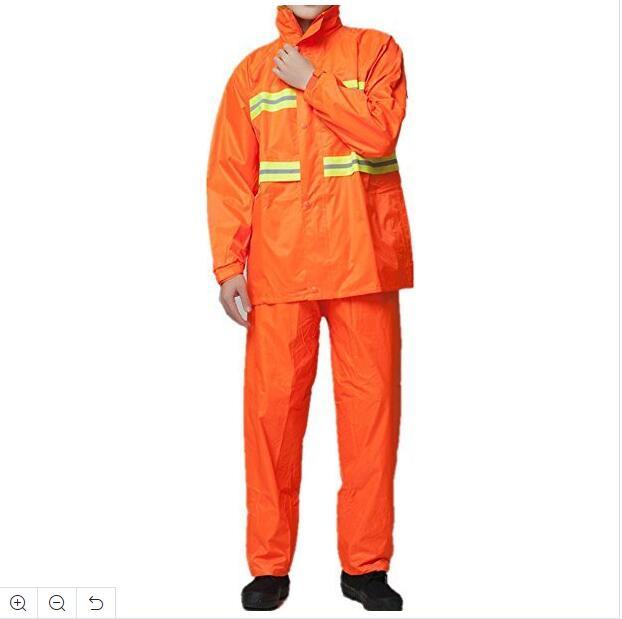 High Visibility Rain Suit with Reflective Strips Heavy Duty Polyster Raincoat