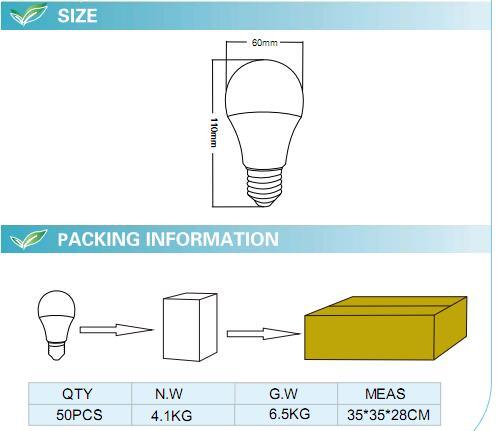 LED Bulb A60 11W Ce RoHS Approval