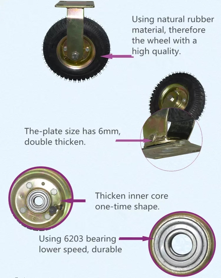 8 Inch Launching Wheels Small Wheel Swivel Caster with Pneumatic Tire