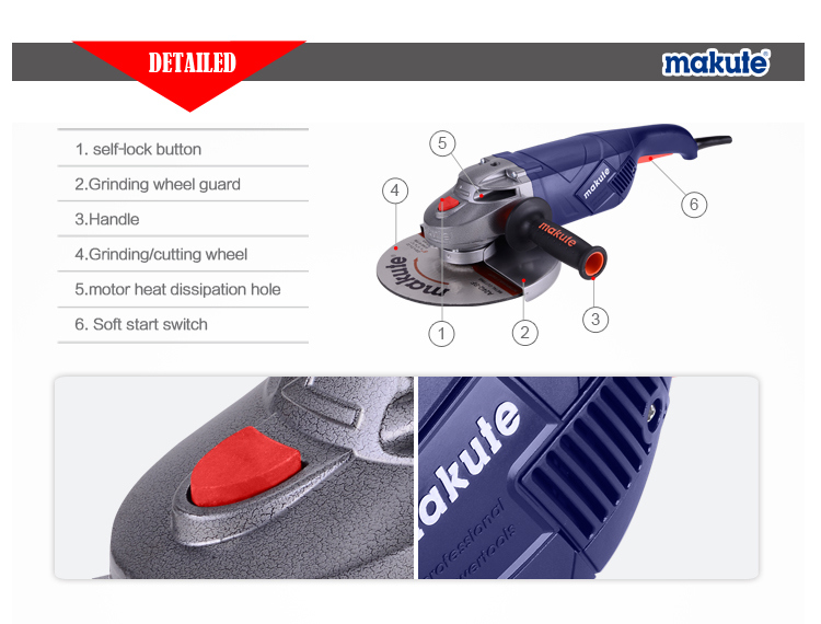 Makute High Quality Electric Power Hand Tools 230mm Angle Grinder