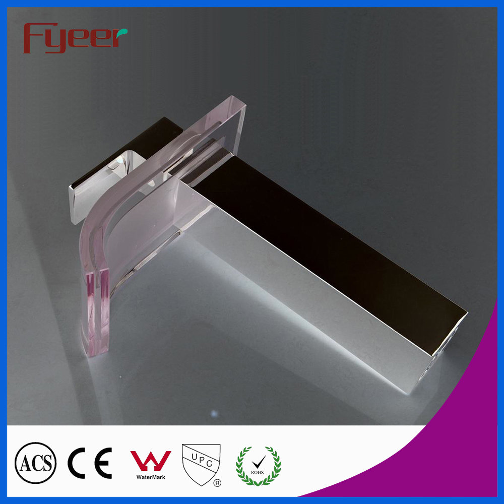 Fyeer High Body Chrome Plated Color Glass Square Spout Single Handle Bathroom Wash Basin Brass Faucet Water Mixer Tap Wasserhahn