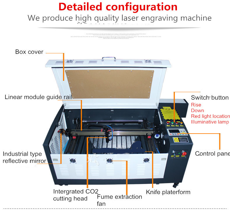 LCD Screen DSP Control Taiwan Linear Guide Rail 50/60W 6040 CO2 Laser Engraving Machine for Wood Acrylic Plastic Paper Cutting