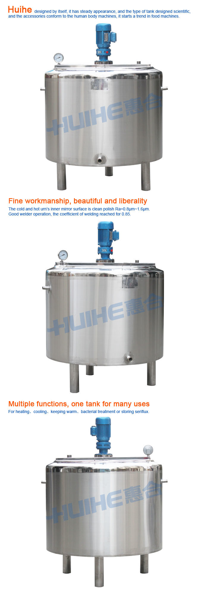 Three Layers Cold & Hot Mixing Cylinder for Ice Cream