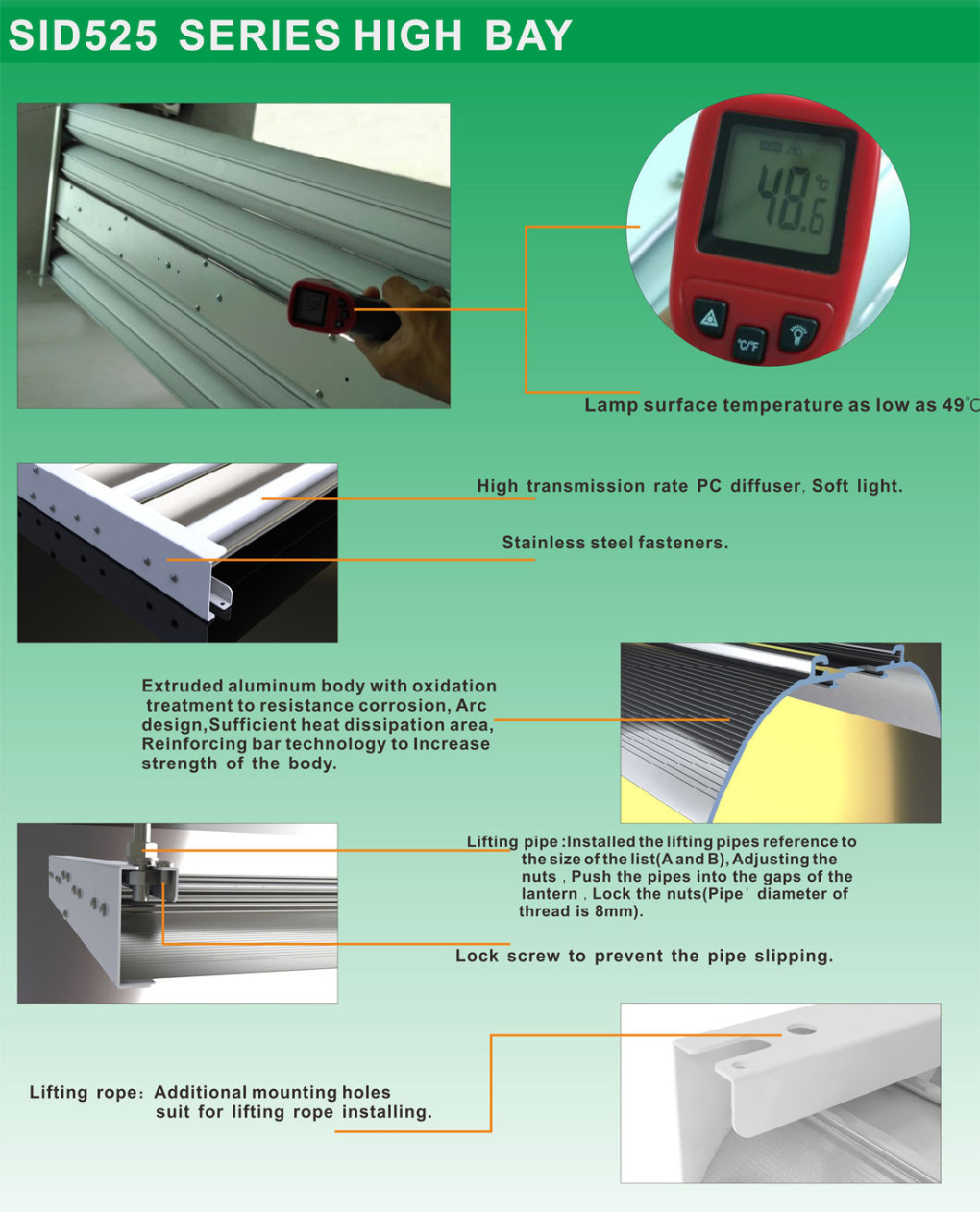 40W/80W/160W LED High Bay Light for Factory/Wearhouse Lighting (SID525)