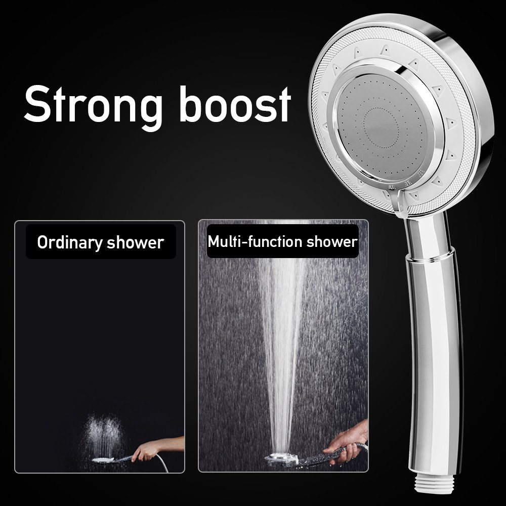 Multi-Function ABS Chrome Plated Shower Head Handheld High Pressure Handle Set Water Saving Showerhead Adjustable