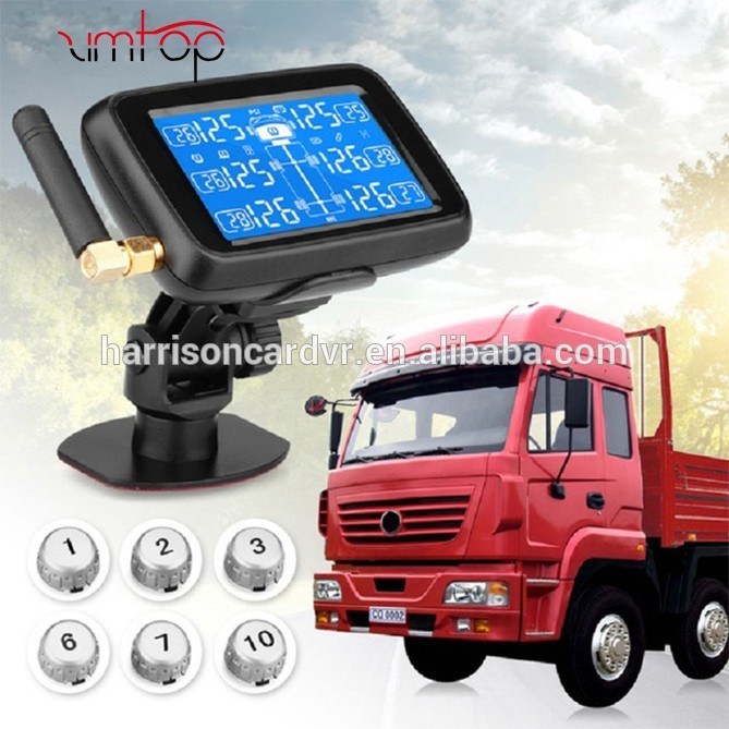 Auto Truck TPMS Car Wireless Tire Pressure Monitoring System with 6 External Sensors Replaceable Battery LCD Display