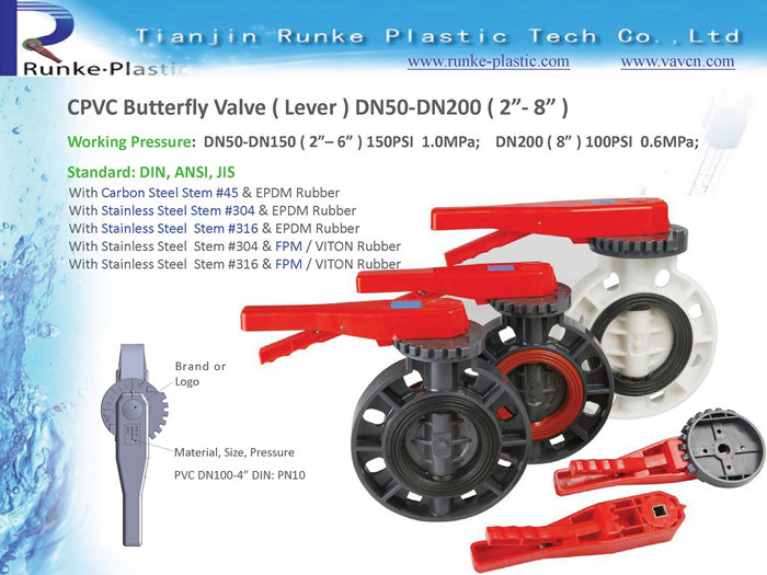 High Quality CPVC Butterfly Valve DIN ANSI JIS Standard