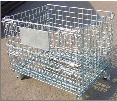 CE Certified Warehouse Storage Galvanized Foldable Wire Mesh Container