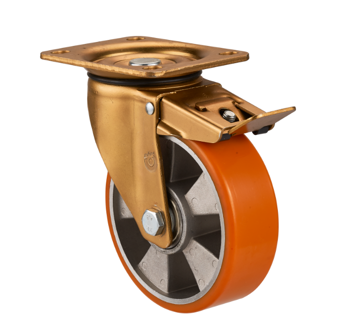 Total Brake/Double Brake Aluminium Core Polyurethane/PU Wheel European Standard Industrial Casters