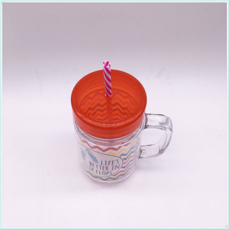 450ml Coffee Mug, Advertising Plastic Travel Mug with Straw (SH-PM31)