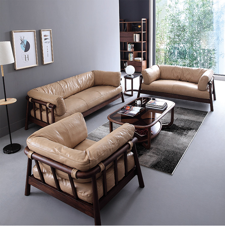 Modern Luxury Living Room Furniture Chinese Contemporary Real Leather Sectional Sofa