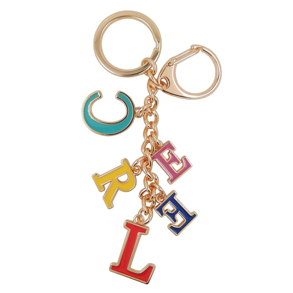 Custom Rectangle Gold with Red Enamel Promotion Key Ring