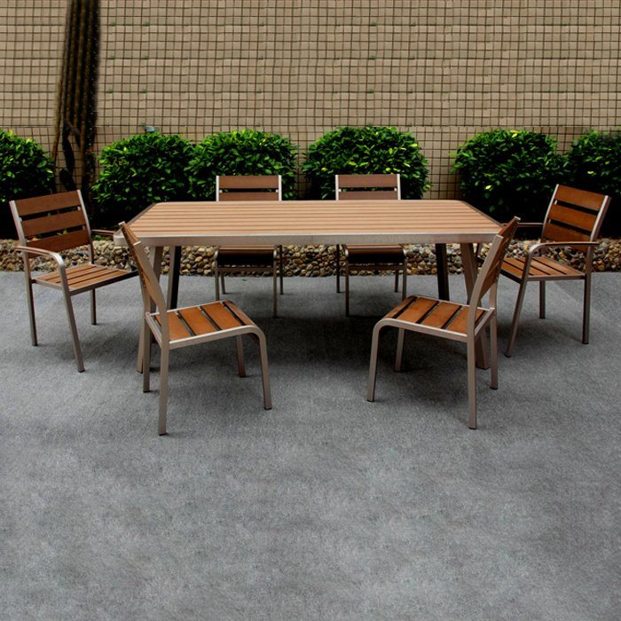 Powder Spraying Dining Garden Furniture Aluminum Polywood Outdoor Chair Restaurant Table Set