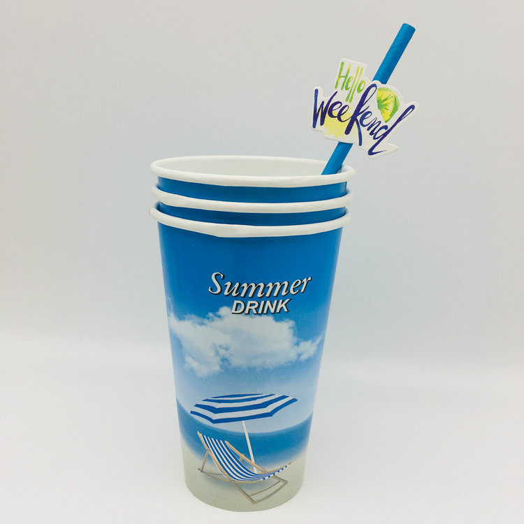 Hot Sale 16oz Disposable Cold Drink Single Wall Paper Cups