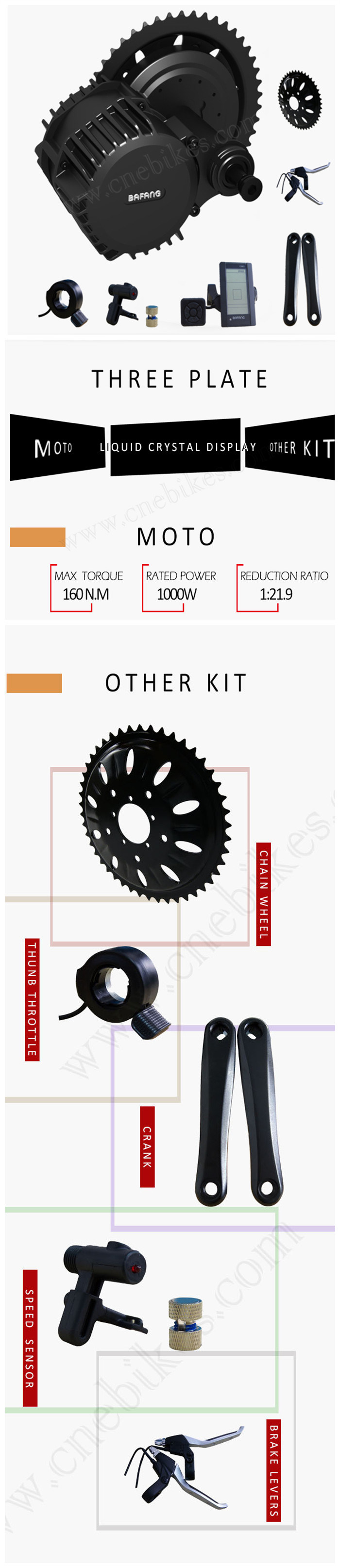 Bafang Bbshd/BBS03/Mmg320 Electric Bike Kit 1000W MID Motor Conversion Kit