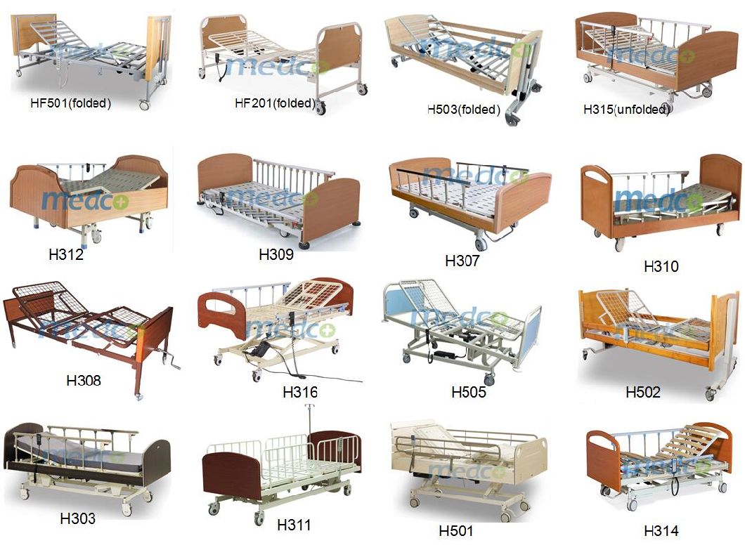 Wooden Home Care Furniture, Three Functions Electric Home Care Hospital Bed with Ce&ISO