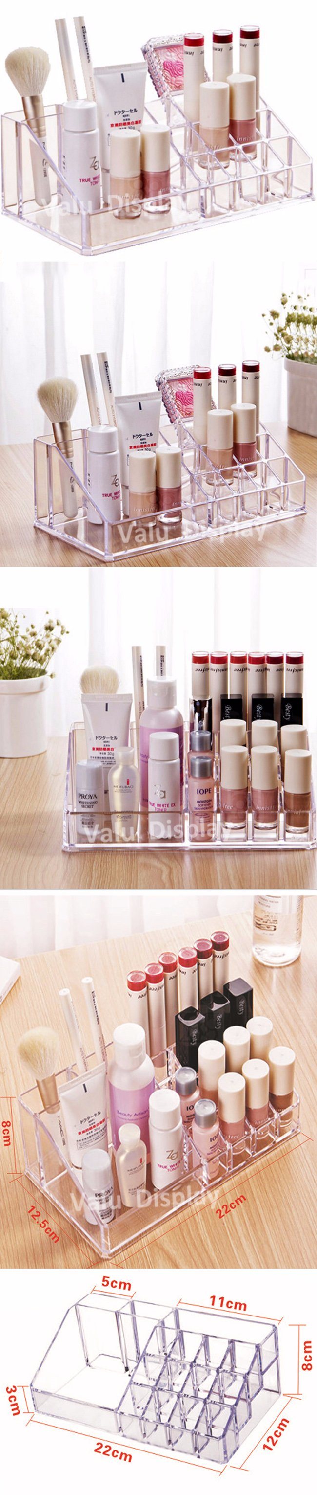 Transparent Clear Acrylic Cosmetic Makeup Nail Polish Lipstick Necklace Jewelry Display Case