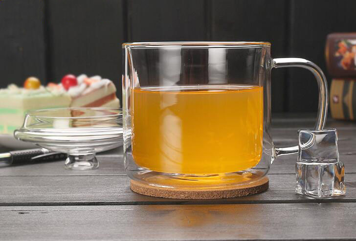Big Size Orange Juice Cup Borosilicate Glass Coffee Cup Double Wall Milk Cup